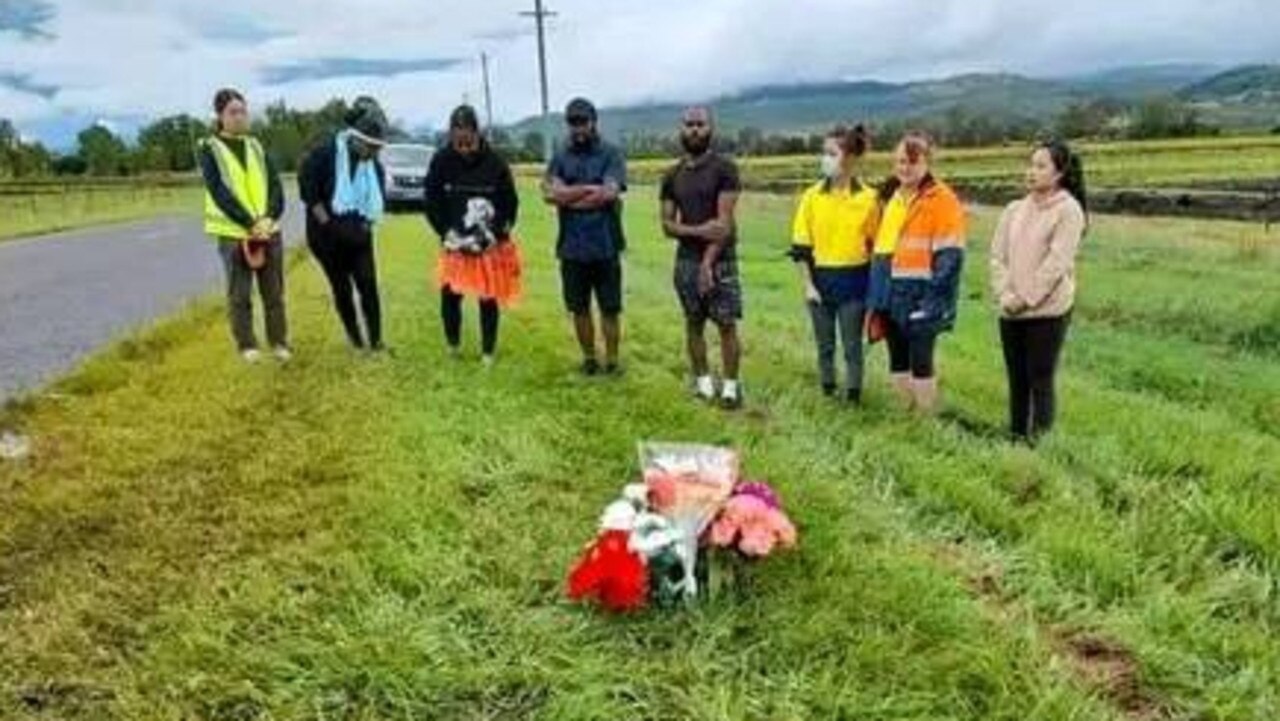 Mourners at scene of the crash at Lockyer Valley. Picture: Facebook / Witnol Benkor Tor