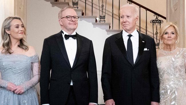 \Jodie Haydon and Prime Minister Anthony Albanese with US President Joe Biden and First Lady Jill Biden. Picture: Brendan Smialowski / AFP