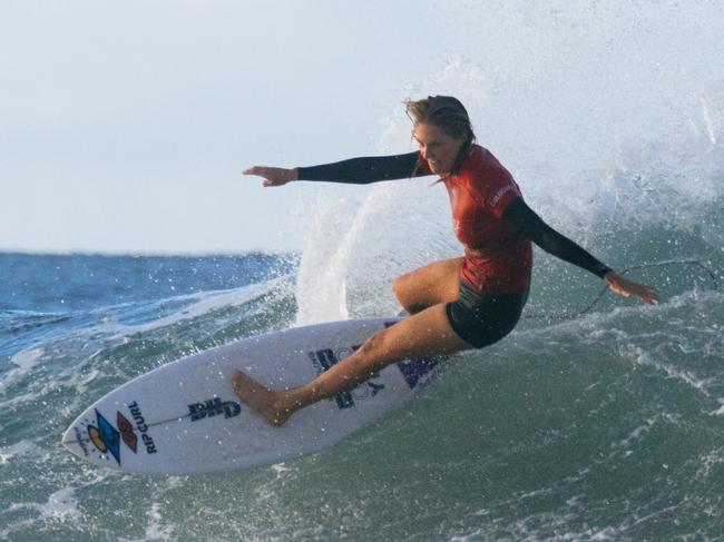 Eight-time WSL Champion Stephanie Gilmore of Australia surfs in the Snapper World Champs Heat at the Bonsoy Gold Coast Pro. (Photo by Cait Miers/World Surf League)