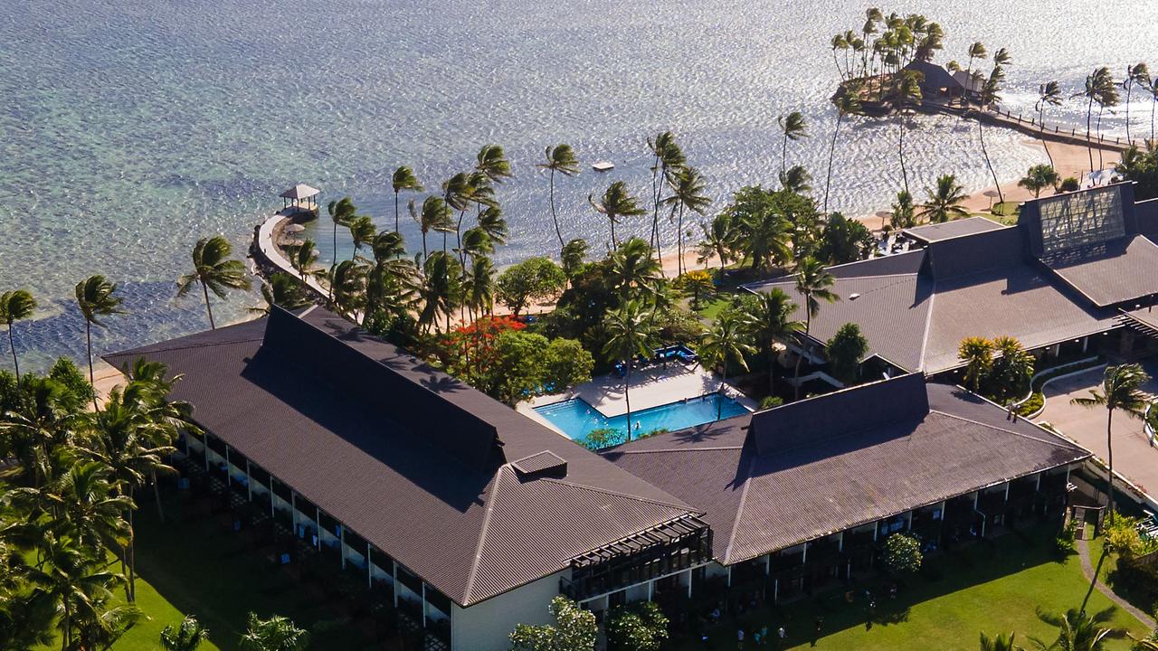 An aerial view of the five-star Warwick Fiji resort on the Coral Coast. Picture: AFP