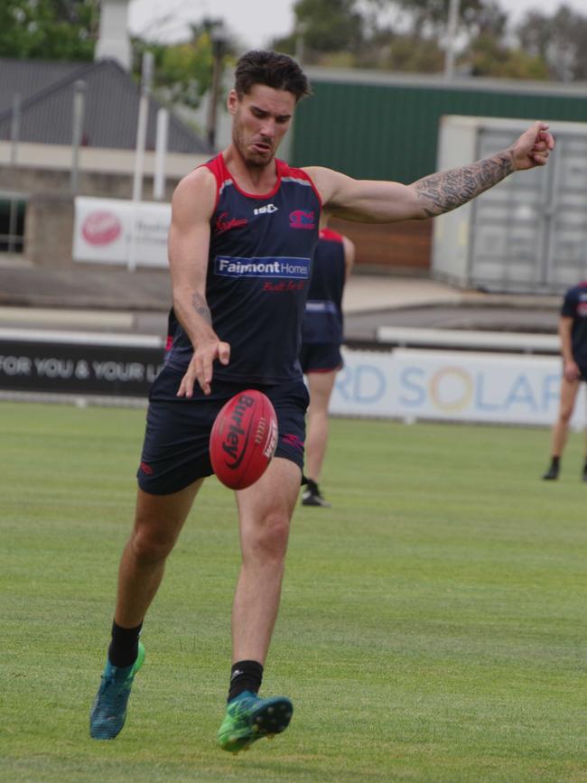 New Norwood recruit Tom Pinyon at Redlegs training.