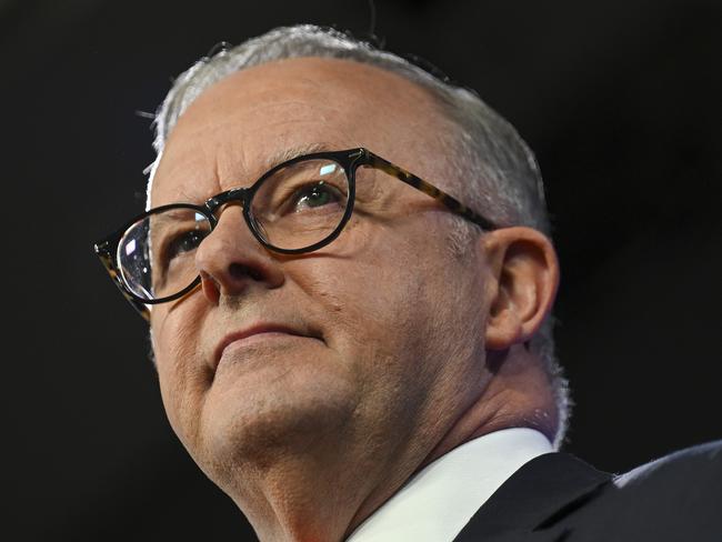 Anthony Albanese announces his tax cut changes at the National Press Club of Australia. Picture: NCA NewsWire / Martin Ollman