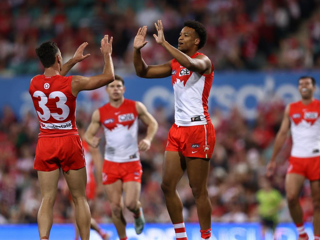 Joel Amartey has been Sydney’s leading goalkicker this year. Picture: Jason McCawley/AFL Photos/via Getty Images