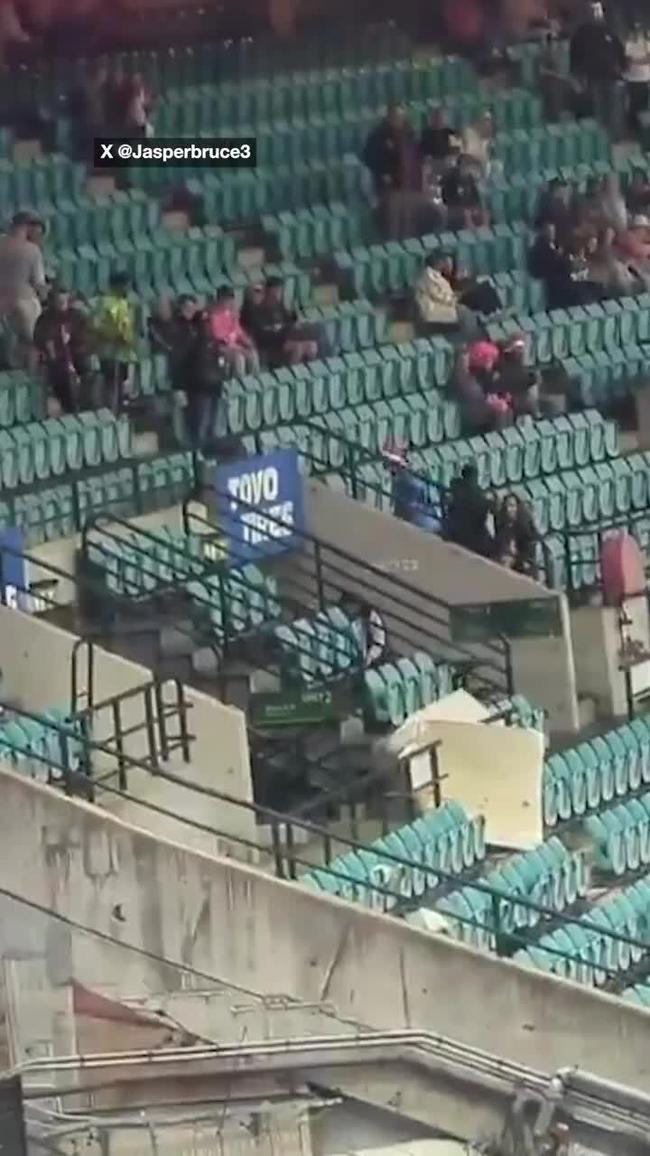 The moment SCG roofing falls into the crowd