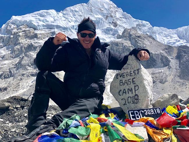 Gold Coast radio broadcaster Luke Bradnam at the Everest Base Camp.