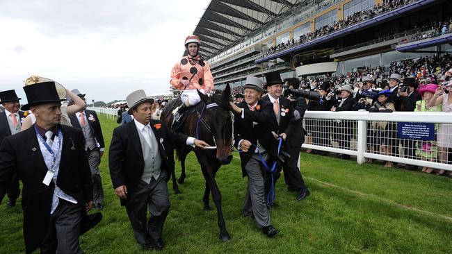 Black Caviar after winning the Diamond Jubilee Stakes at Royal Ascot in England. Picture: Alan Crowhurst/Getty Images