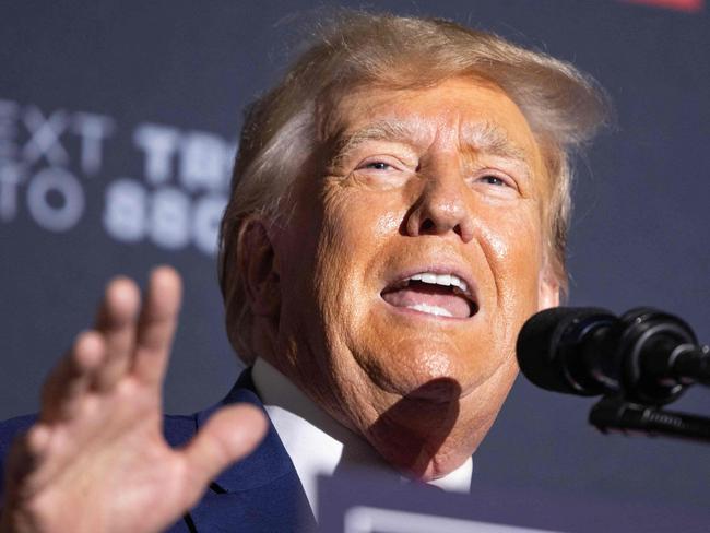 WINDHAM, NEW HAMPSHIRE - AUGUST 8: Former U.S. President Donald Trump delivers remarks at Windham High School on August 8, 2023 in Windham, New Hampshire. This is the fourth visit that former President Trump has made to New Hampshire this campaign season.   Scott Eisen/Getty Images/AFP (Photo by Scott Eisen / GETTY IMAGES NORTH AMERICA / Getty Images via AFP)