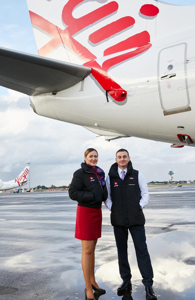 The Tassie tux, as worn by Virgin Australia staff flying to Hobart. Picture: Virgin Australia/P.E. Nation