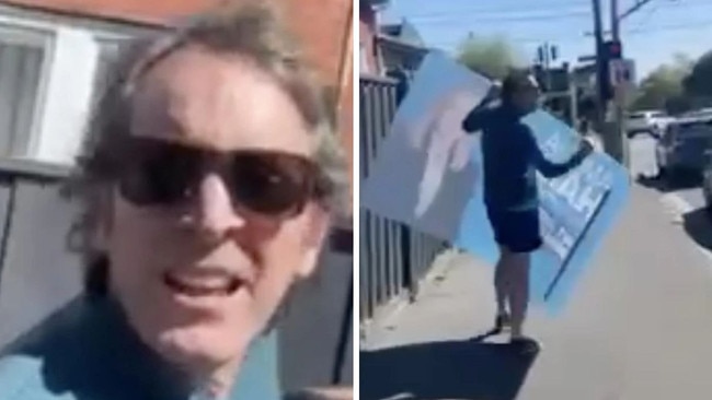 Monique Ryan's sign-stealing husband was sprung on camera, sparking a headache for the teal independent.