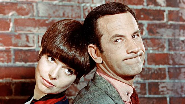 Barbara Feldon, left, played 99 to Don Adams’s Maxwell Smart in the TV series Get Smart.