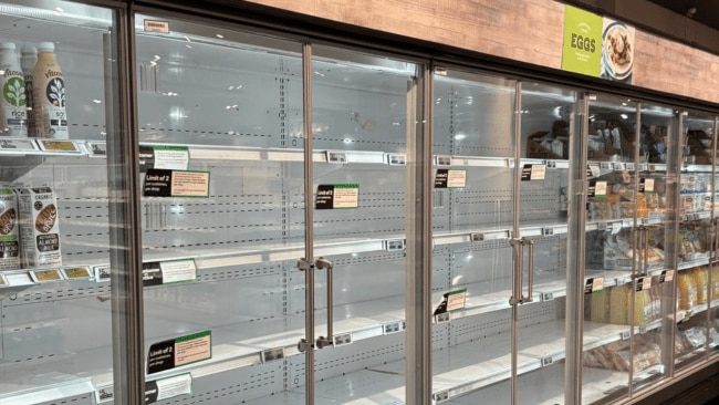 Empty egg shelves at Mortdale Woolworths. Picture: Newswire