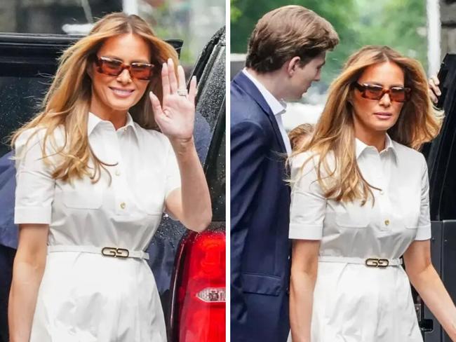 ***ONE TIME WEB USE FOR NEWS.COM.AU STORY ONLY - FEES APPLY - CONTACT PHOTOGRAPHER DIRECTLY FOR ANY OTHER USE*** , NEW YORK: Melania Trump seen leaving Trump Tower around 3pm on Wednesday 14 June, 2023. Picture: Robert Miller