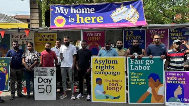 Protesters have been gathering outside Immigration Minister Tony Burke's office in Punchbowl to demand permanent protection for refugees left “in limbo" for years. Picture: Amaani Siddeek