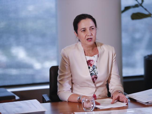 Queensland Premier Anna Palaszczuk announces her new economic team in Brisbane, Sunday, December 10, 2017. Queensland Premier Annastacia Palaszczuk has given the treasury portfolio to her deputy Jackie Trad in a reshuffle of cabinet following the election. (AAP Image/Glenn Hunt) NO ARCHIVING