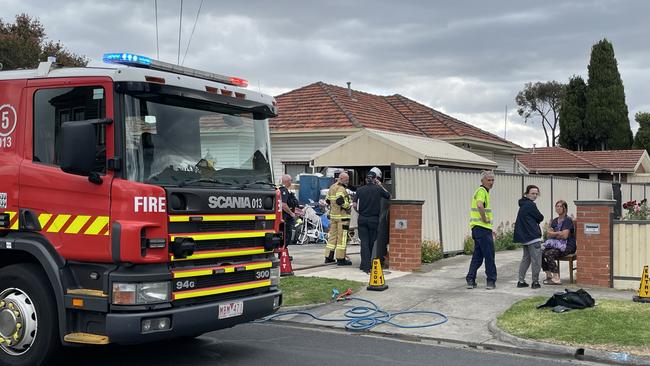 Fireys at the scene of a blaze in Fawkner where rubbish stopped firefighters getting to the flames. Picture: Himangi Singh