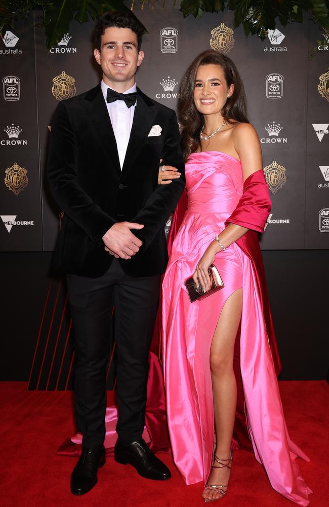 Andrew Brayshaw, one of the Brownlow favourites, and Lizzie Stock. Picture: Mark Stewart