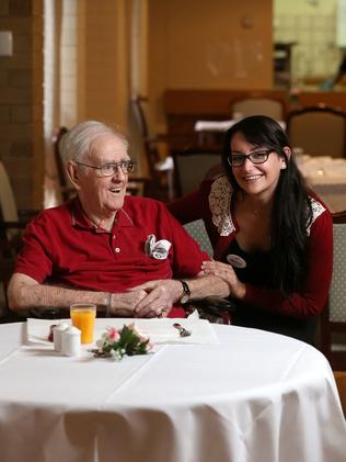 Southern Cross Care’s Martyna Wiencierz with resident Bob Wilson. Picture: Calum Robertson