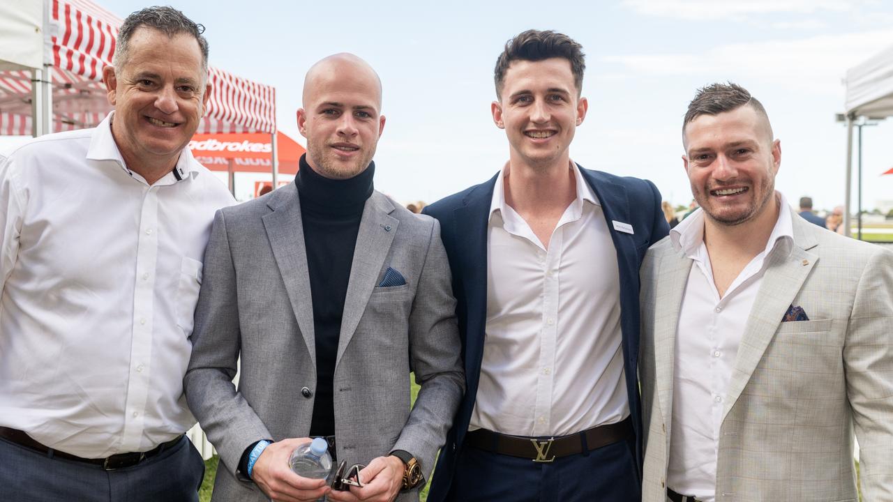 Craig Percival, Tristan Godfrey, Jarvis Bellantoni and Jake Salomone at 2023 Ladbrokes Mackay Cup Mackay Turf Club Saturday 22 July 2023 Picture: Michaela Harlow