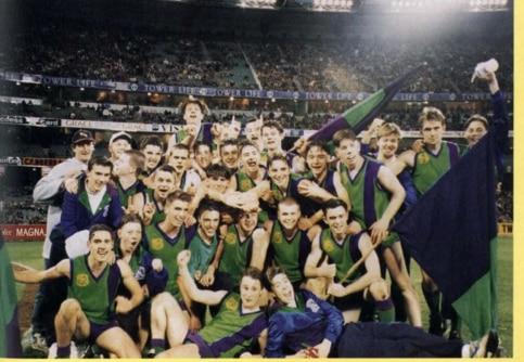 Parade College celebrates its 1994 Herald Sun Shield triumph. Picture: Parade College