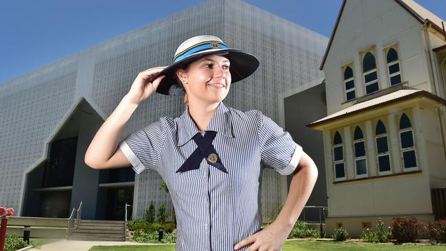 Chloe Dickinson, 17, in the new $19 million three-storey East Precinct building at St PatrickÃs College Townsville. Picture: Shae Beplate.