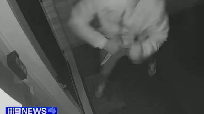 A teenager was caught on camera with a knife in hand, allegedly threatening residents around suburbs in Toowoomba. Picture: 9News