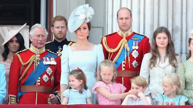 Members of the Royal Family on the balcony of Buckingham Palace during Trooping The Colour on June 9, 2018 in London, England. Picture: Getty