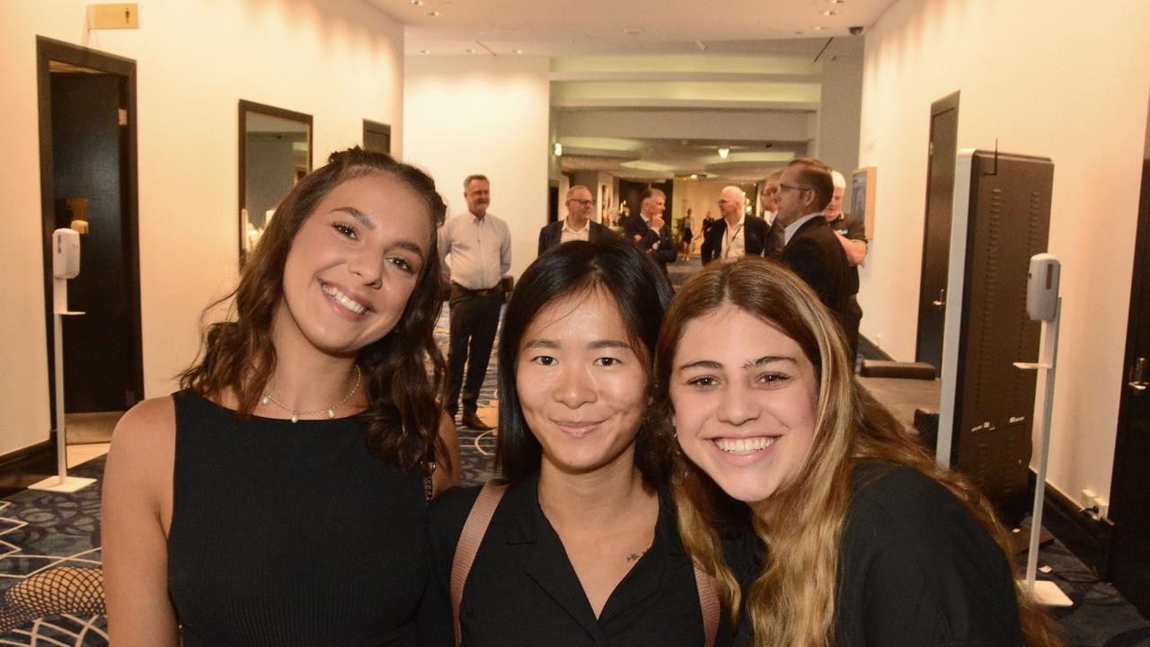 Tahneya Vizintin, Hannah Lu and Elisa Ciraldo at GC Community Fund Christmas Appeal breakast at The Star Gold Coast. Pic: Regina King