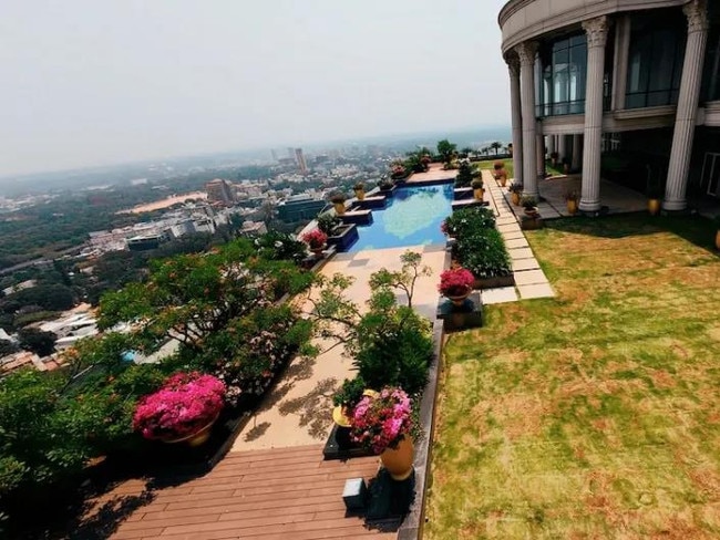 The build has a helipad and infinity pool.
