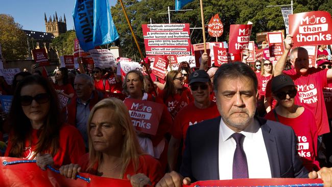 NSW Teachers Federation president Angelo Gavrielatos led a public teachers’ strike in NSW in May. Picture: Getty Images