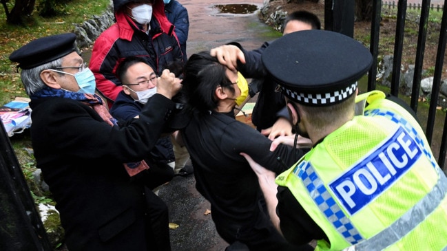 Watch: Pro-Democracy Protester Attacked at Chinese Consulate in U.K.