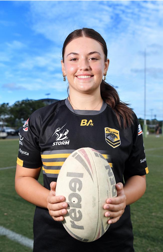 Sunshine Coast Falcons under-17s female talent Ace Pollock. Picture: Patrick Woods.