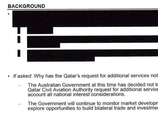 The question time brief returned via the Senate order of production of documents last night.
