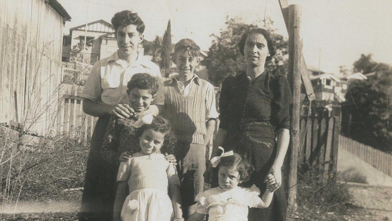 The Patricks: Peter (middle back) with (from right) Mrs Patrick, Theo and (front) Spud, Kathy and Angela, taken about 1947. Picture: Contributed by Mal Dodt, Gympie – The Real Treasure is the Town.