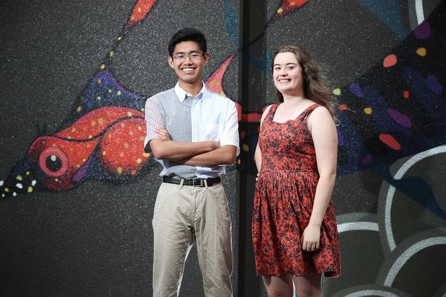 Koh Kawaguchi of The Hutchins School and Lily Ward from Guilford Young College, both 18 were two of the top TCE students. Picture: LUKE BOWDEN