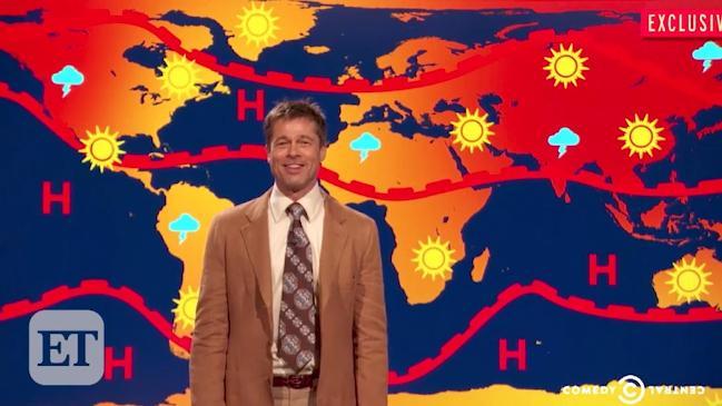 Brad Pitt Returns as the Morbid Weather Forecaster on 'The Jim Jefferies Show'