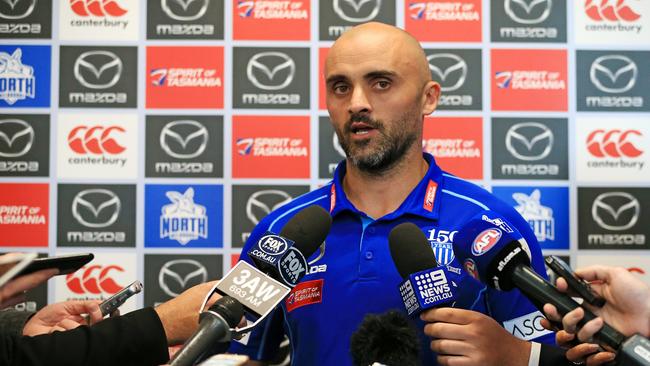 Will interim coach Rhyce Shaw turn North Melbourne’s fortunes around? Picture: Mark Stewart