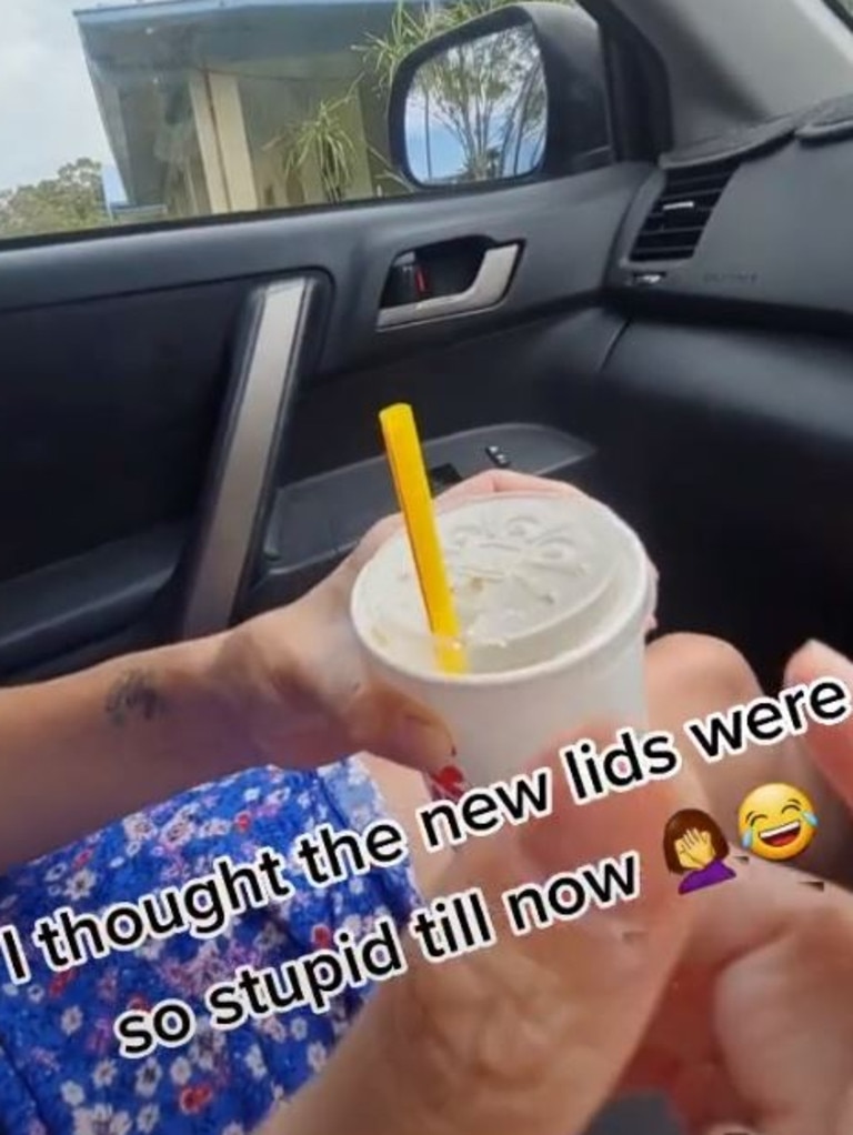 Hungry Jacks have changed its lids, leaving many confused. Picture: TikTok/tishbarts