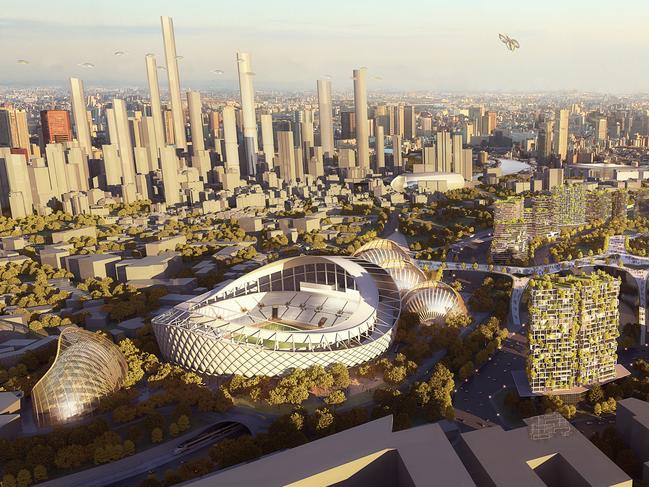 A concept image of an Olympic stadium at Brisbane’s Victoria Park designed by Urbis