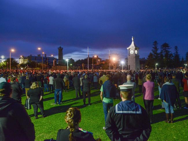 A large crowd at the Anzac Day Dawn Service at Semaphore in 2022. Picture: Brenton Edwards