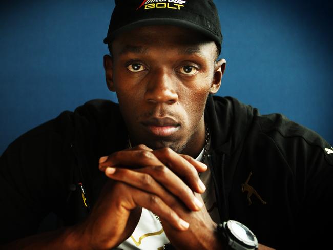 Jamaican athlete Usain Bolt in Sydney. Bolt is in the country for the Athletics All Star Meet at Olympic Park in Homebush, Sydney 14/09/2010. Picture: Phil Hillyard/News Corp Australia