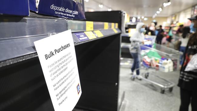 Aldi and other supermarkets have been forced to limit purchases on some items. Picture: Dylan Robinson