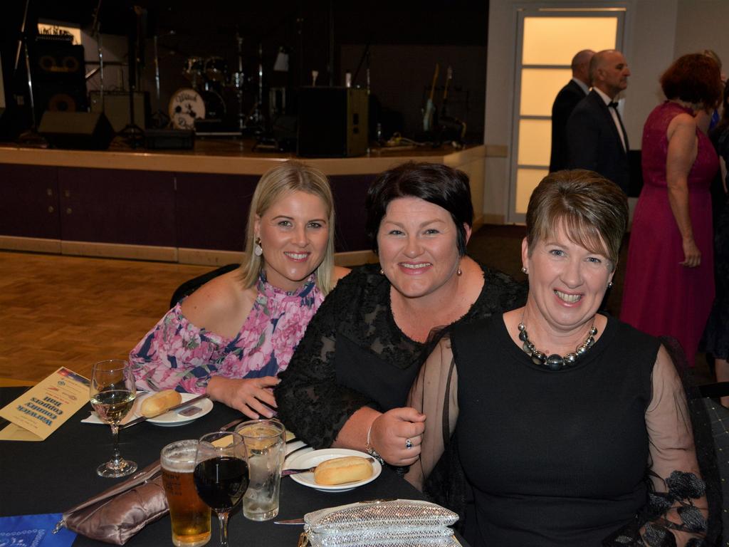 Kate (L), Shannon and Kim (R) ready for a night out at Warwick's Coppers Ball charity event on Saturday night.