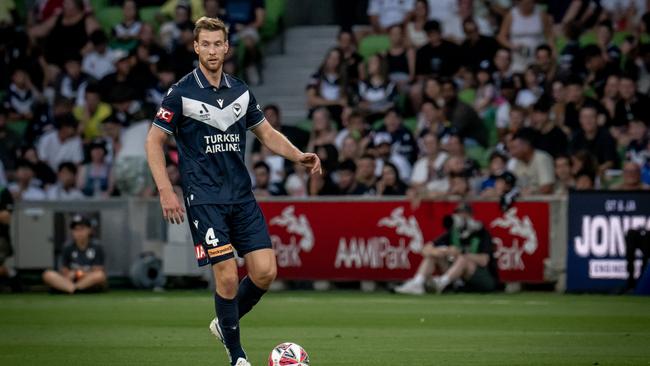 Melbourne Victory's Lachlan Jackson in action after joining the side in the January transfer window. Picture: Anita Milas