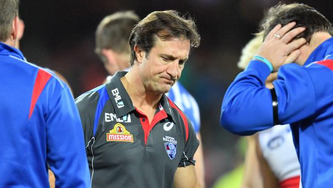 Western Bulldogs coach Luke Beveridge was lost for answers. Picture: AAP