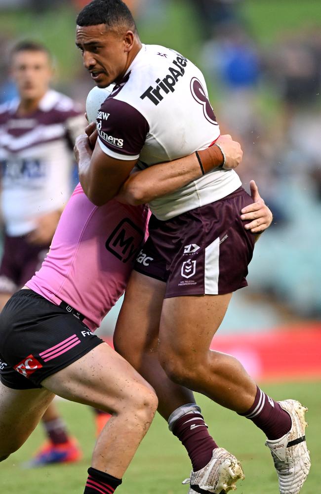 Siosiua Taukeiaho on the charge for the Sea Eagles. Picture: NRL Photos