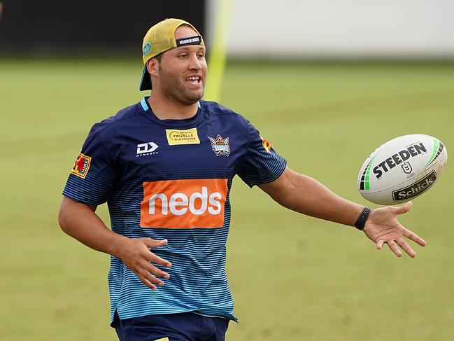 Tyrone Roberts is seen during an NRL Gold Coast Titans training session at the Titans High Performance Centre on the Gold Coast, Thursday, May 21, 2020. (AAP Image/Dave Hunt)