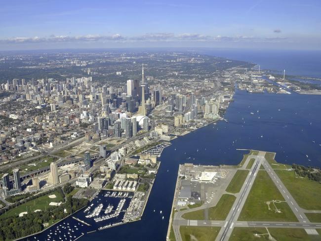 Sitting parallel to the city is Toronto’s Billy Bishop airport.