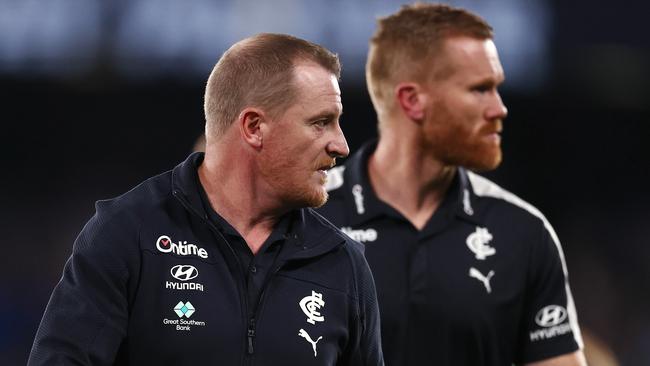 Carlton coach Michael Voss has been able to add important layers to his side’s game in recent weeks. Picture: Michael Klein