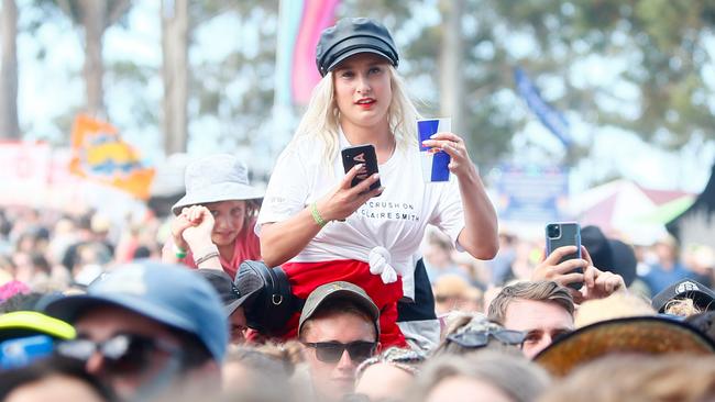 Music fans at The Falls festival in Byron Bay in 2019. Picture: Patrick Gee