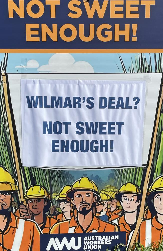 The slogan 'not sweet enough' is in reference to Wilmars offer of a pay increase that workers felt wasn't up to scratch. Photo: Fergus Gregg